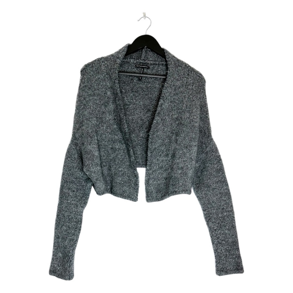 Sarah Pacini Italy Rare Mohair Blend Metallic Knit Cropped Cardigan One Size